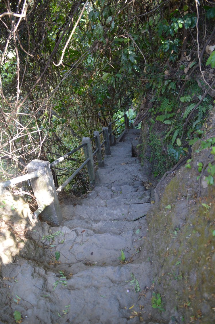 The stairs down to the waterfall