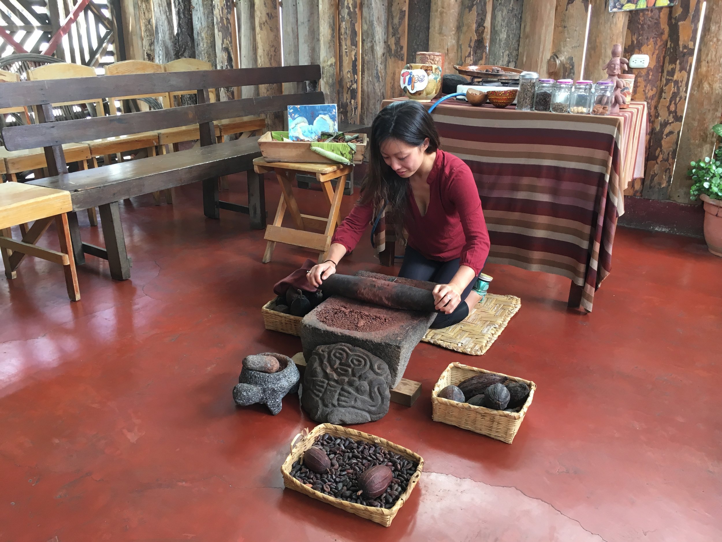 Crushing chocolate beans