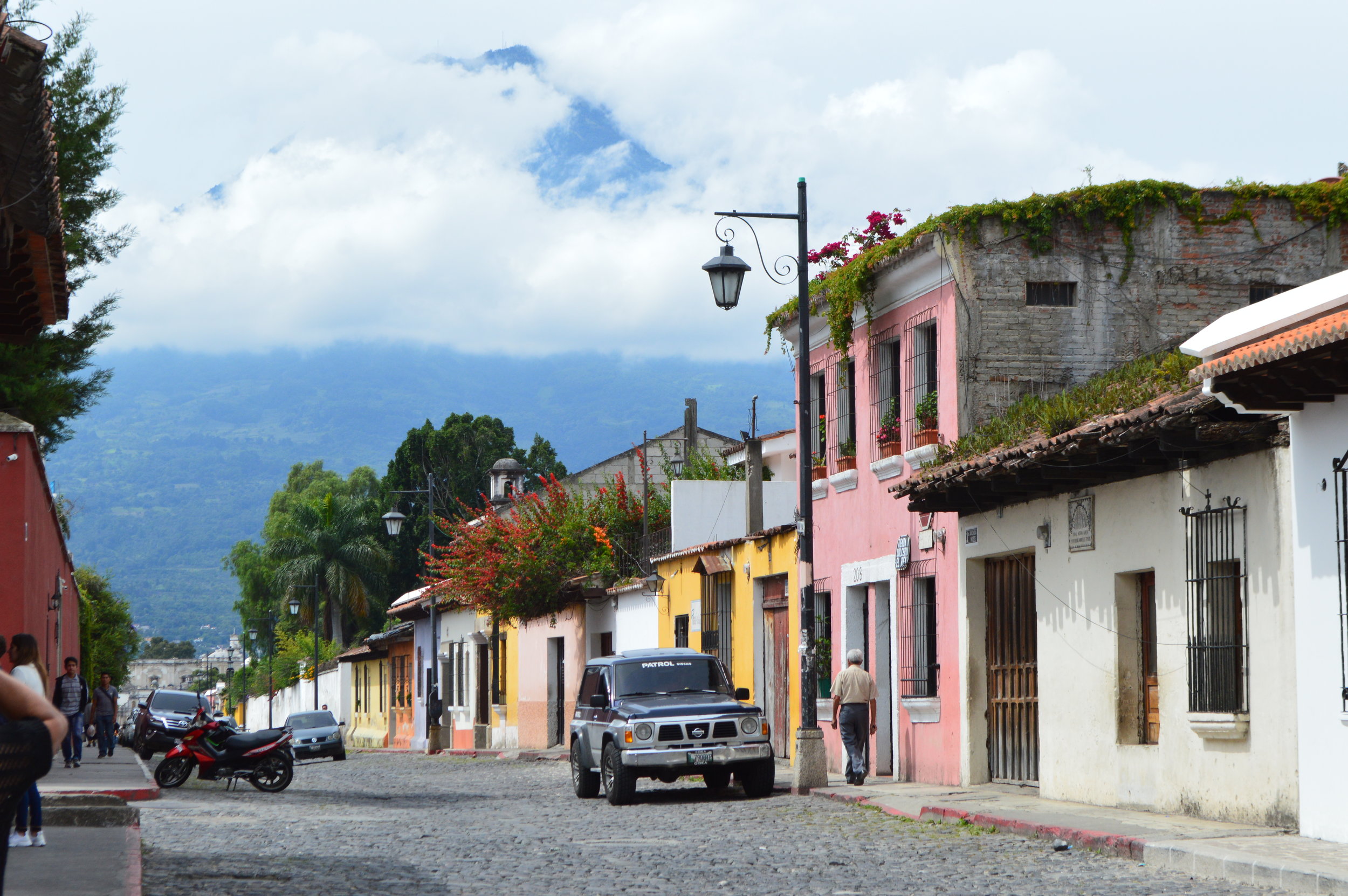 The iconic colorful houses of Antigua