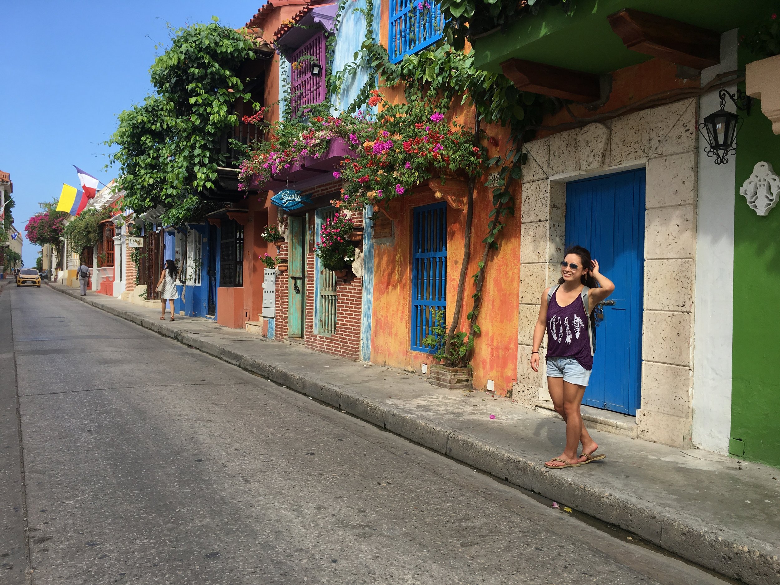  Beautiful flowers adorning colorful houses in the streets 
