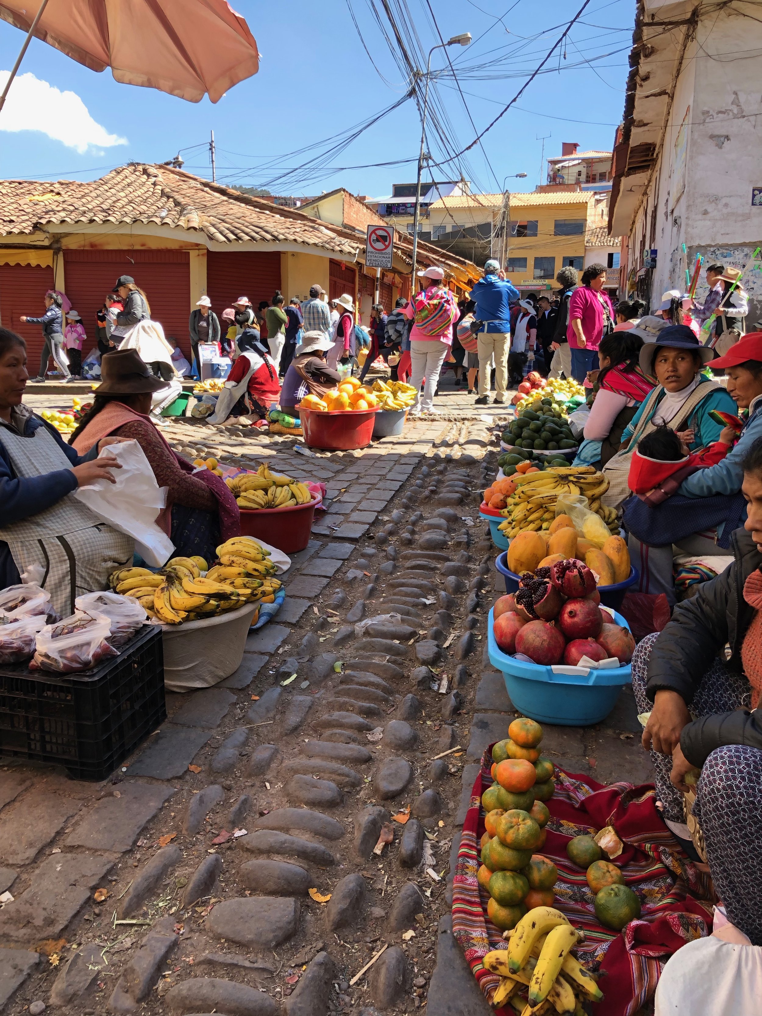 Street vendors selling fruits and vegetables