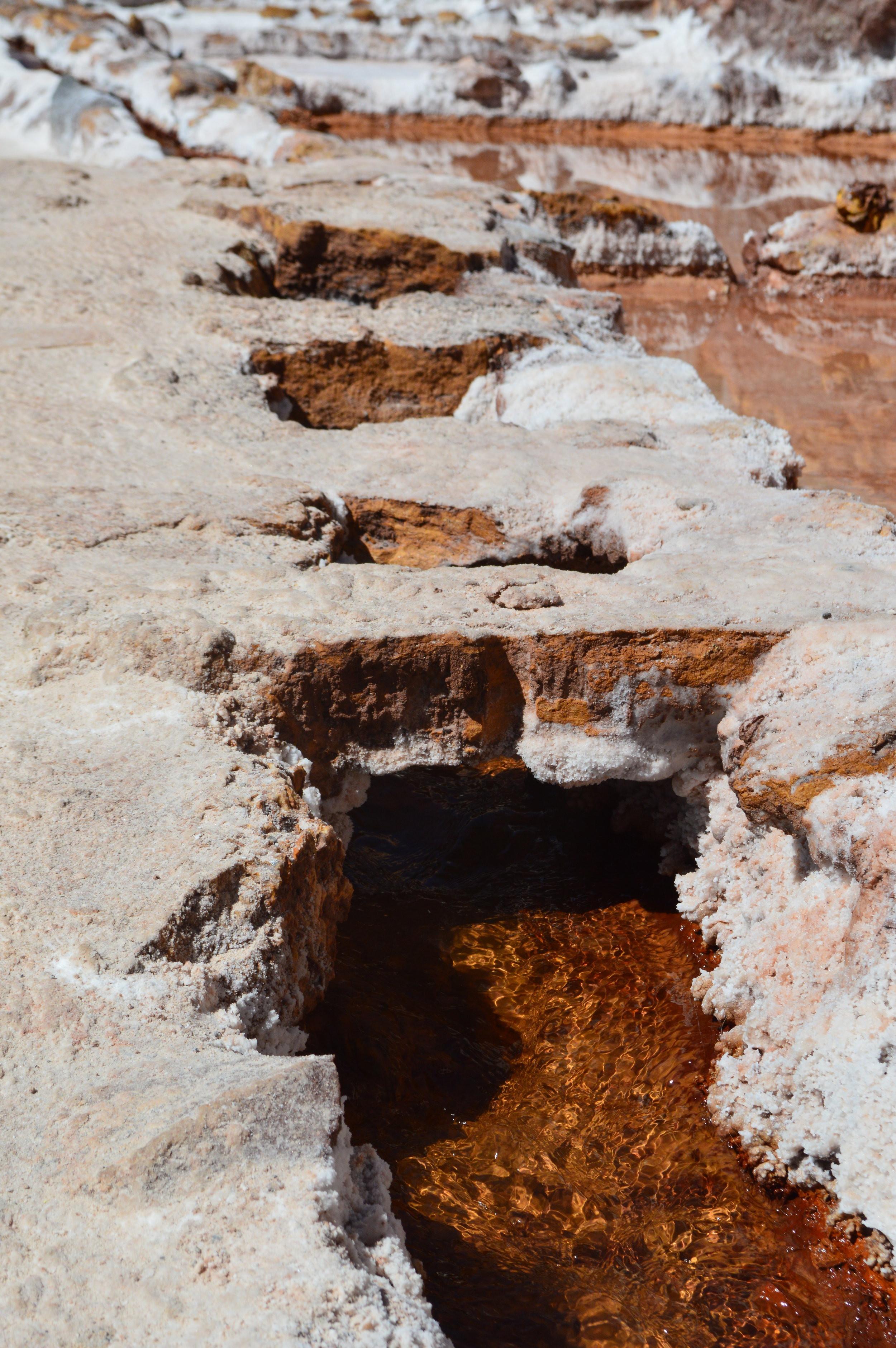 Water channels feeding into terraced ponds