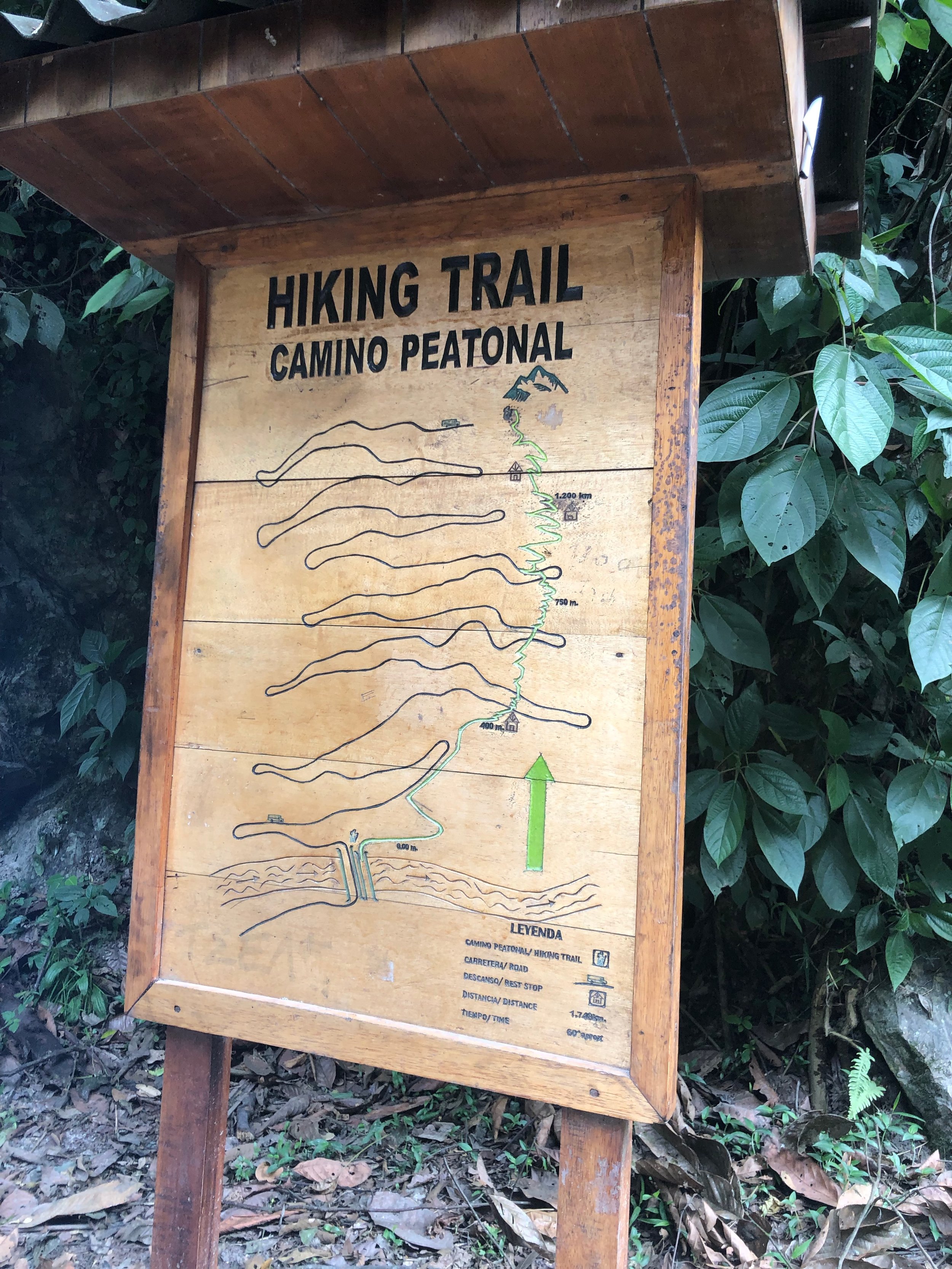 Hiking Trail Map (main road for vehicles in black, hiking trail in green)