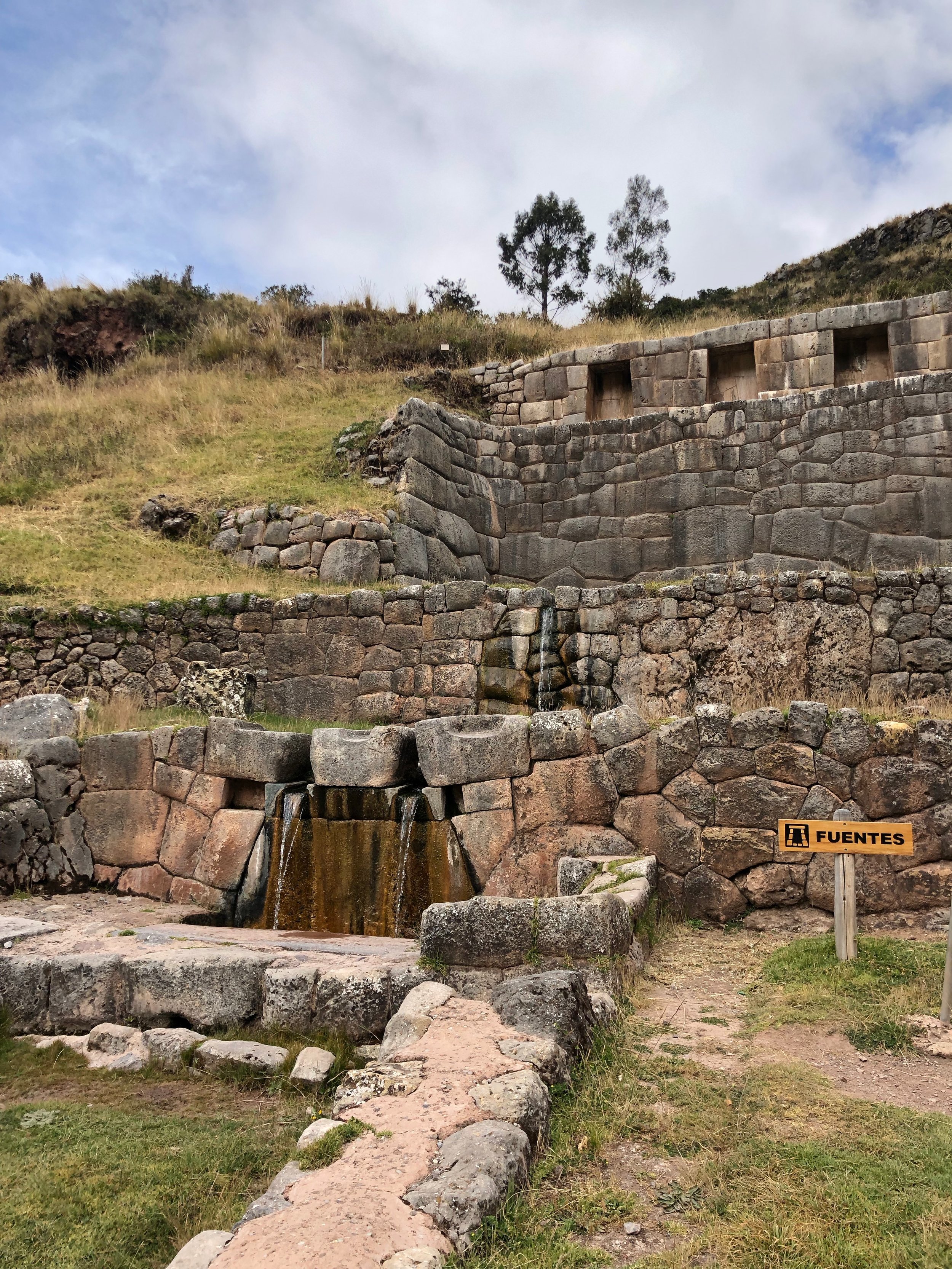 Water still flowing through the ancient aqueducts of Tambomachay