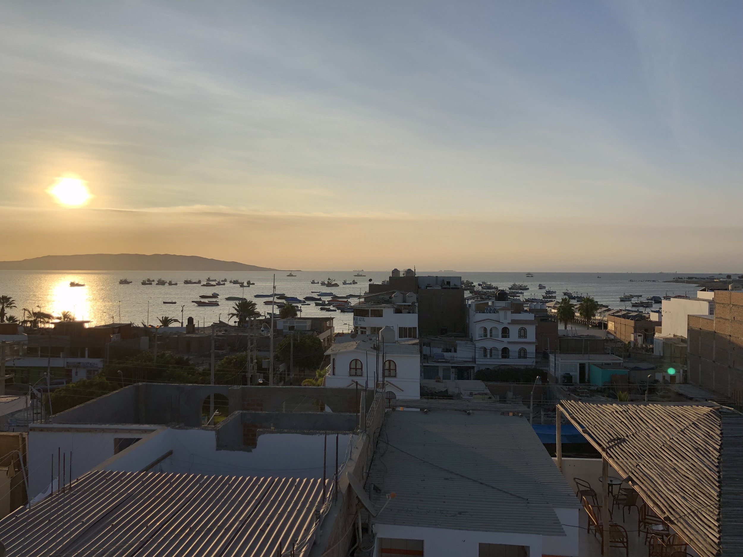 View of sunset from top of hostel